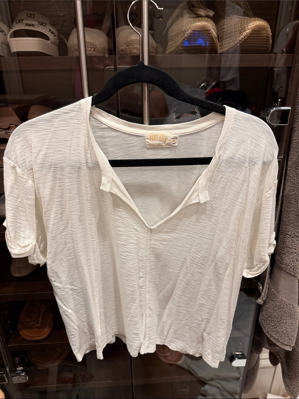 Nation LTD Cream Button-Down Slub Top